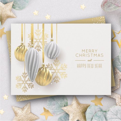Christmas Ornaments Gold Silver Holiday Card