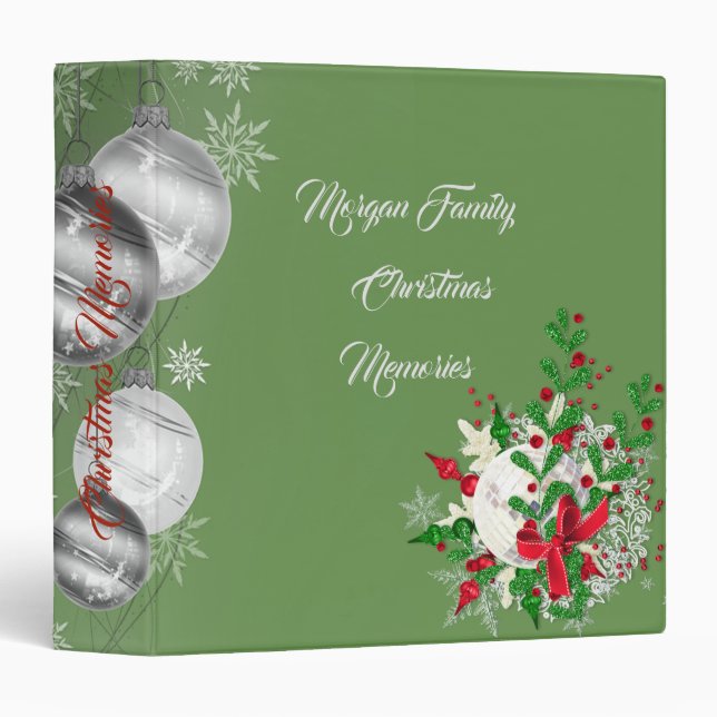 Christmas Ornaments, Green Family 3 Ring Binder (Front/Spine)