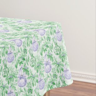 Christmas ornaments green purple toile paper tablecloth