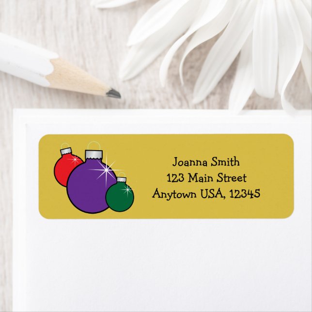 Christmas Ornaments Green Red Illustration Label (Insitu)