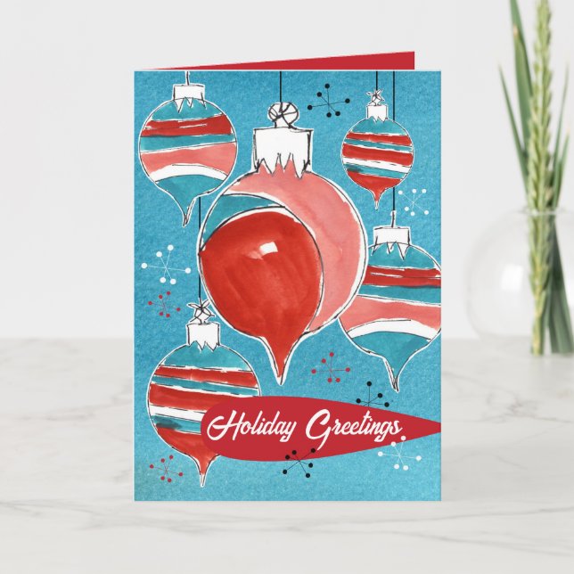 Christmas Ornaments Happy Holiday Greetings Card (Front)