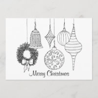 Christmas Ornaments Holiday Card to Color