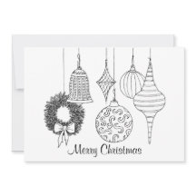 Christmas Ornaments Holiday Card to Color