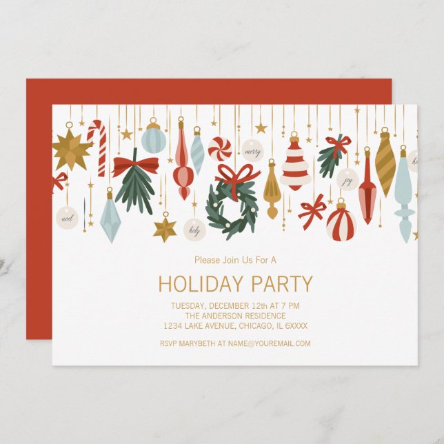 Christmas Ornaments Holiday Party Invitation (Front/Back)