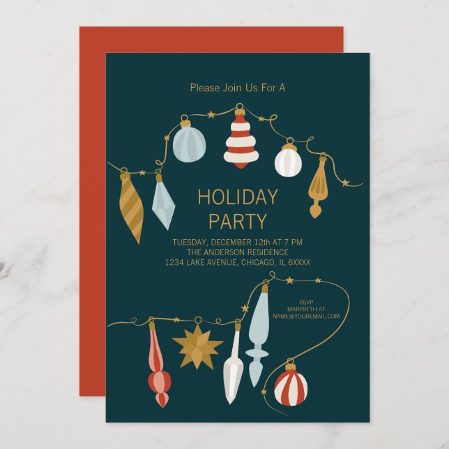 Christmas Ornaments Holiday Party Invitation (Front/Back)