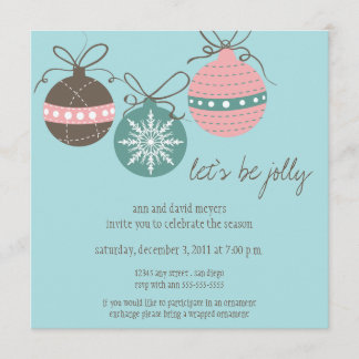 Christmas Ornaments Holiday Party Invitation-blue Invitation