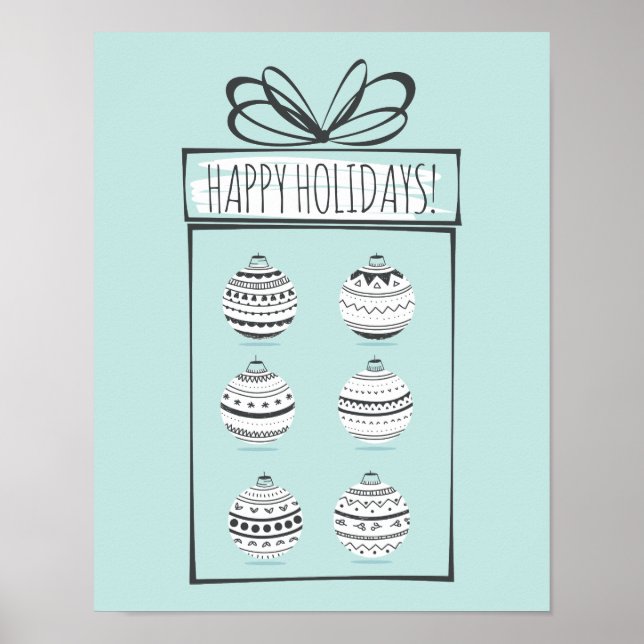 Christmas Ornaments Holiday Poster Sign (Front)