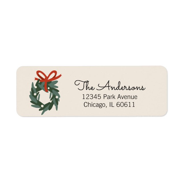 Christmas Ornaments Holiday Wreath Address Label (Front)