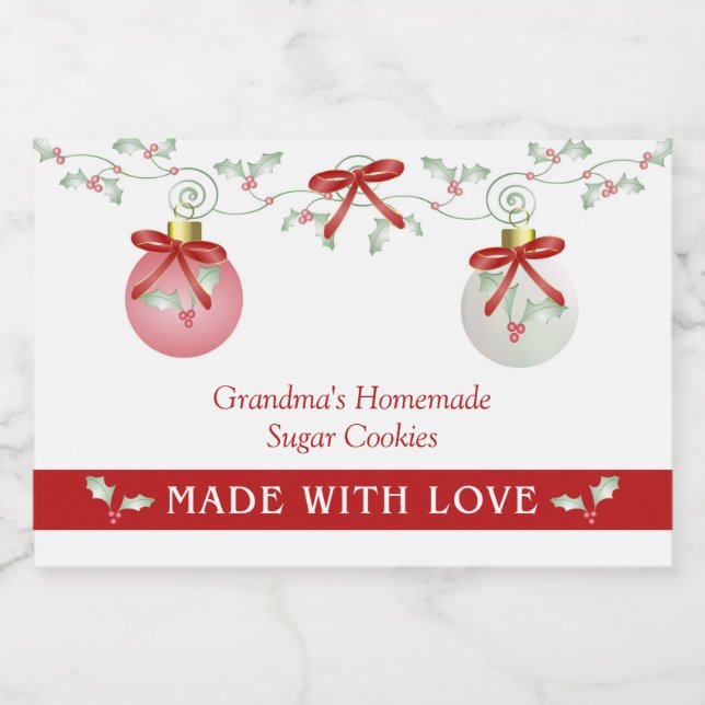 Christmas Ornaments Holly Berries Food Label (Single Label)