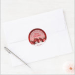 Christmas Ornaments Homemade Holiday Baking SMALL Classic Round Sticker<br><div class="desc">Create small stickers to label your Christmas holiday homemade goods,  cookies,  candy,  treats,  party favors and more featuring red glitter ornaments and snowflakes with your message in chic lettering.</div>