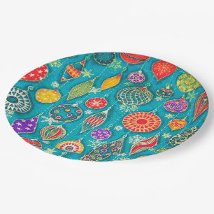 Christmas Ornaments illustration Paper Plate