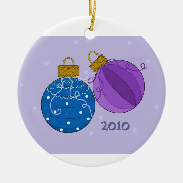 Christmas Ornaments in Blue and Purple (Front)