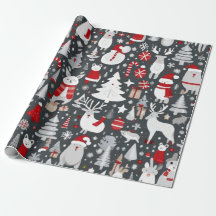 Christmas ornaments in grey decor Wrapping Paper