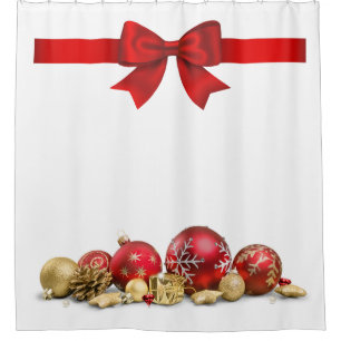 Christmas Ornaments in Red and Gold Shower Curtain