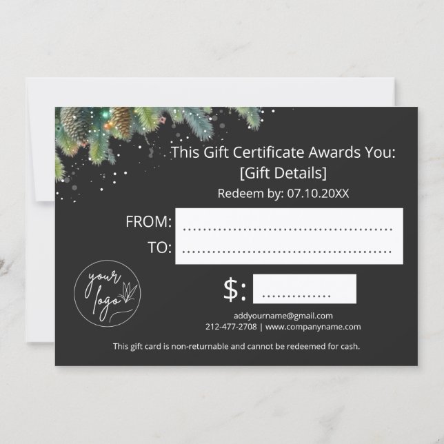 Christmas Ornaments Logo Gift Certificate (Back)
