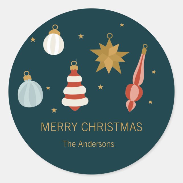 Christmas Ornaments Merry Christmas Holiday Classic Round Sticker (Front)