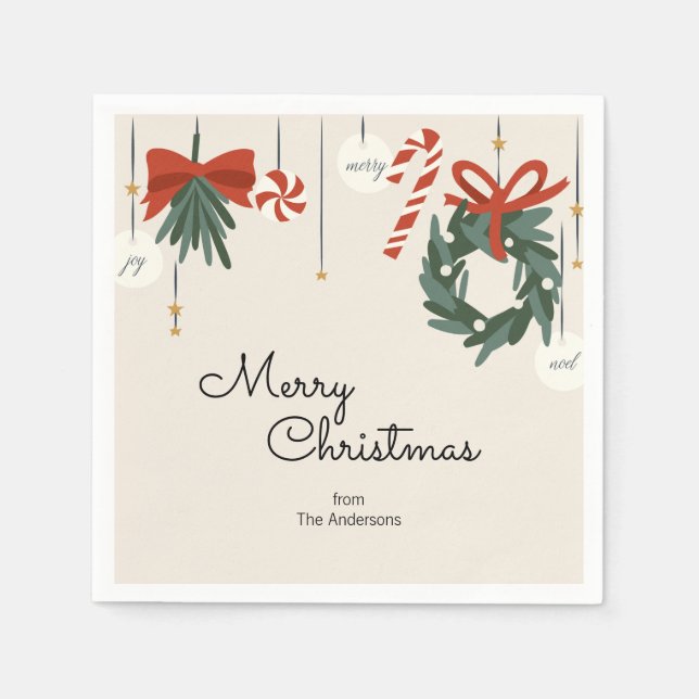 Christmas Ornaments Merry Christmas Holiday Napkins (Front)