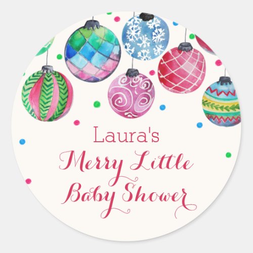 Christmas Ornaments Merry Little Baby Shower Classic Round Sticker
