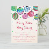 Christmas Ornaments Merry Little Baby Shower Invitation (Standing Front)