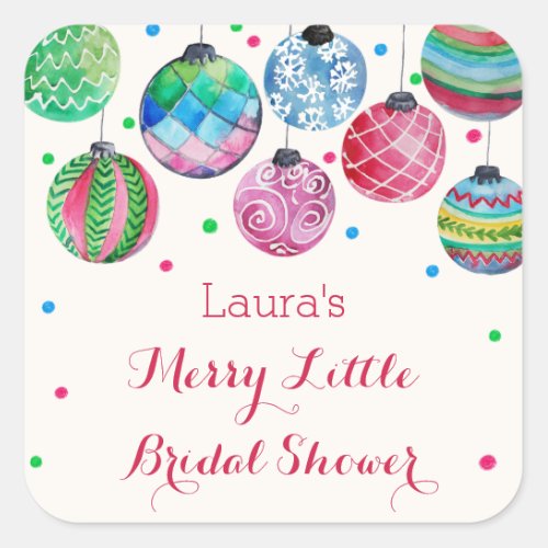 Christmas Ornaments Merry Little Bridal Shower Square Sticker