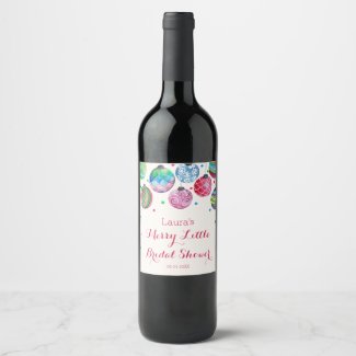 Christmas Ornaments Merry Little Bridal Shower Wine Label