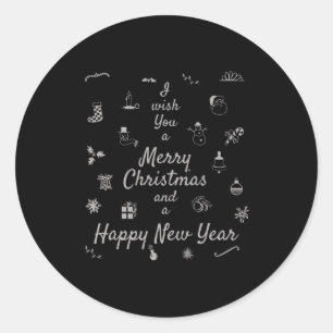 Christmas Ornaments Merry Xmas Happy New Year Classic Round Sticker