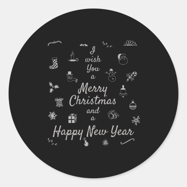 Christmas Ornaments Merry Xmas Happy New Year  Classic Round Sticker (Front)