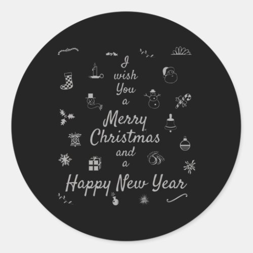 Christmas ornaments Merry Xmas Happy New Year Classic Round Sticker