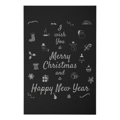 Christmas ornaments Merry Xmas Happy New Year Faux Canvas Print