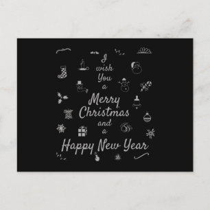 Christmas ornaments Merry Xmas Happy New Year Postcard