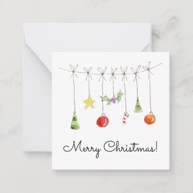 Christmas Ornaments On A String Note Card (Front)