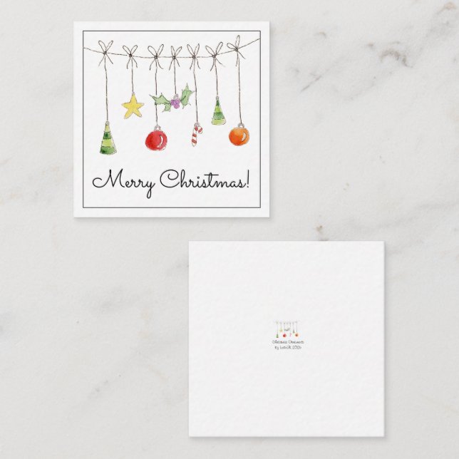 Christmas Ornaments On A String Note Card (Front/Back)