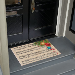 Christmas Ornaments On Music Doormat