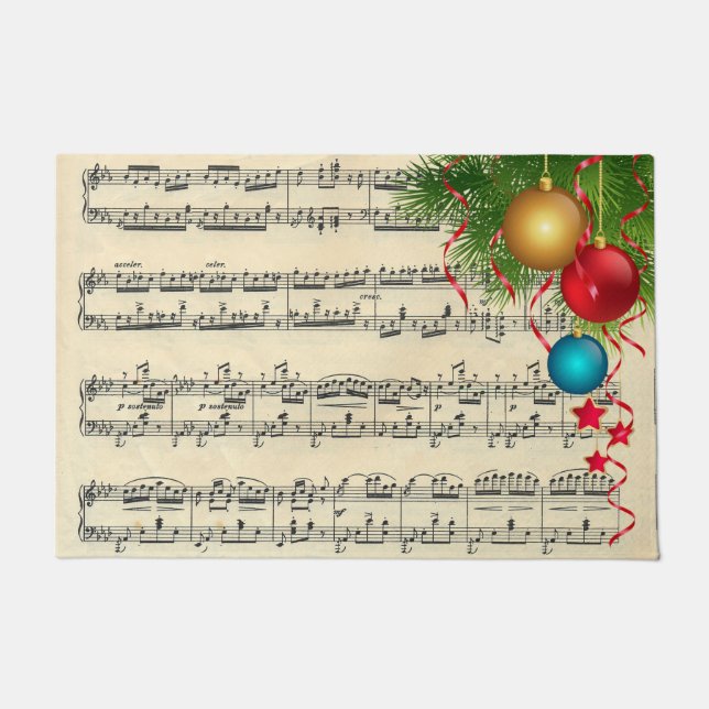 Christmas Ornaments On Music Doormat (Front)