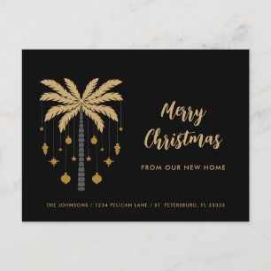 Christmas Ornaments on Palm Tree New Home Announcement Postcard