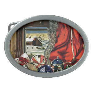 Christmas Ornaments Oval Belt Buckle