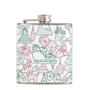 Christmas Ornaments Pattern 02 Flask