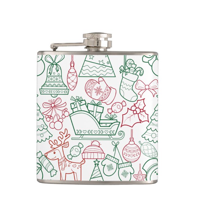 Christmas Ornaments Pattern 02 Flask (Front)