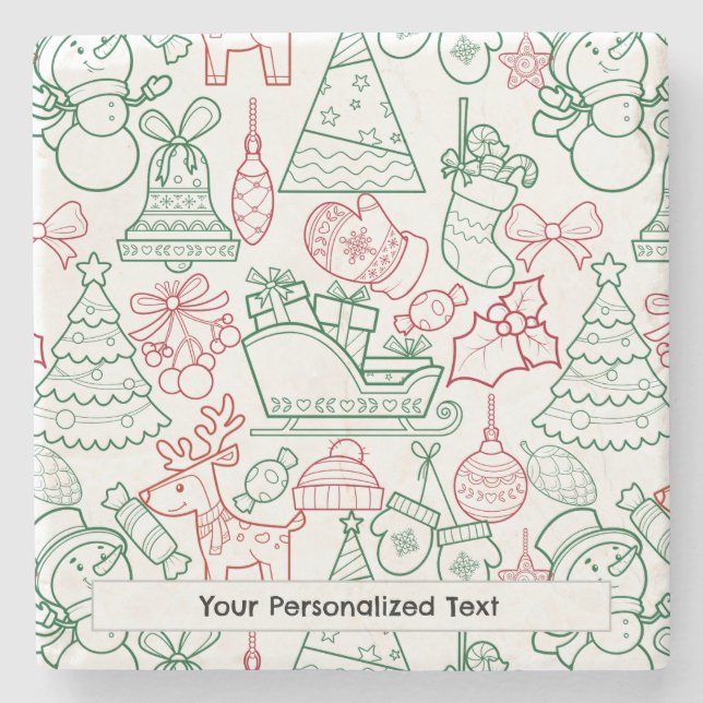 Christmas Ornaments Pattern 02 Stone Coaster (Front)