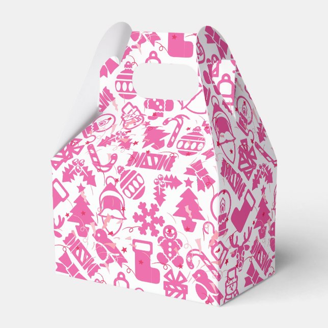 Christmas ornaments pattern.pink.07 favor boxes (Front Side)