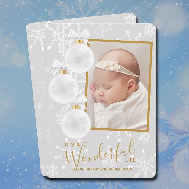 Christmas Ornaments Photo Baby Birth Announcements (Creator Uploaded)