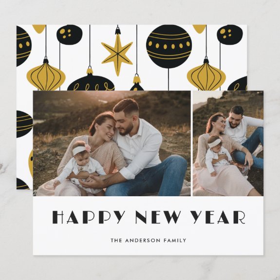 Christmas Ornaments Photo Happy New Year Card