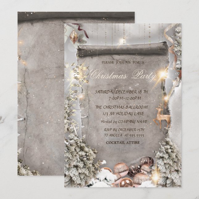 Christmas Ornaments,Pine Tree Christmas Company Invitation (Front/Back)