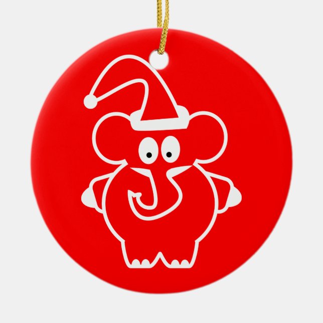 Christmas ornaments: Red Elephant Ceramic Ornament (Front)