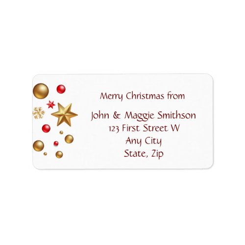 Christmas Ornaments Red Gold Custom  Label