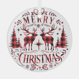 Christmas Ornaments, Reindeers Christmas trees Glass Ornament