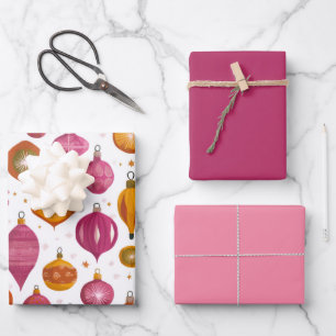 Christmas Ornaments Retro Wrapping Paper Sheets