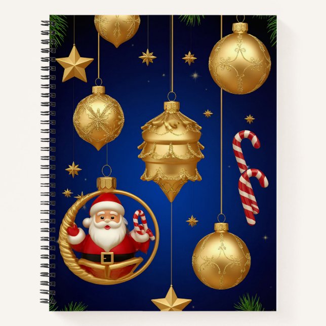 Christmas Ornaments Santa Holiday Festive Gift Notebook (Front)