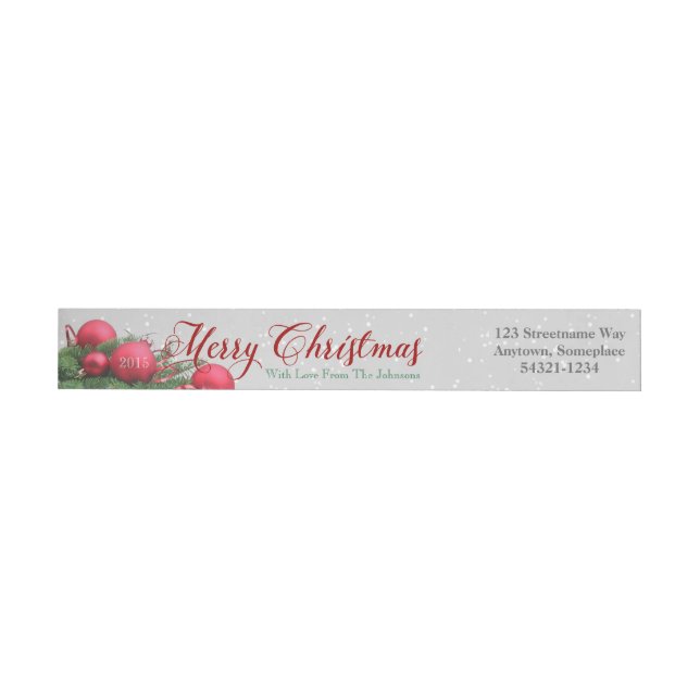 Christmas Ornaments Snow Winter Holiday Red Green Wrap Around Label (Individual)