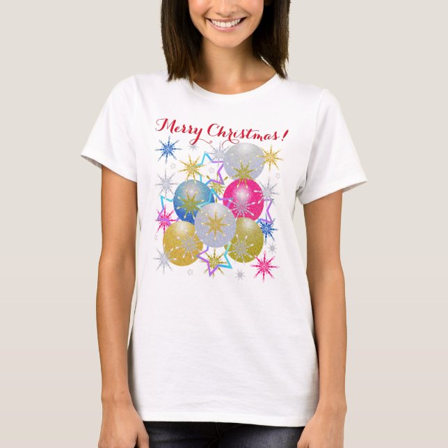 Christmas Ornaments Snowflakes Holiday T-Shirt (Front)